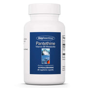 Allergy Research Group Pantethine bottle pour shows easy-to-take capsules for daily metabolism.