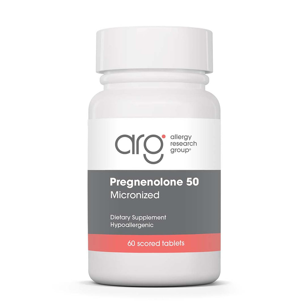 Allergy Research Group pregnenolone supplement bottle for daily wellness.