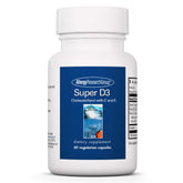 Allergy Research Group Super D3 bottle highlighting vitamin D3 for bone and immune support.