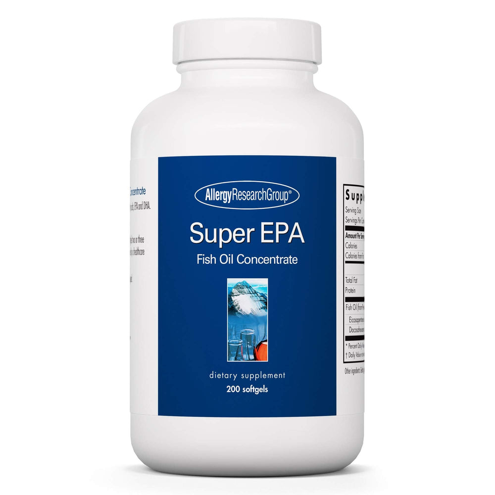 Allergy Research Group Super EPA softgels bottle showing high-purity omega-3 for daily use