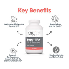 Allergy Research Group Super EPA softgels cap closeup emphasizing safety packaging