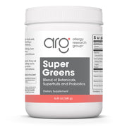 Allergy Research Group Super Greens bottle featuring spirulina and chlorella for daily wellness