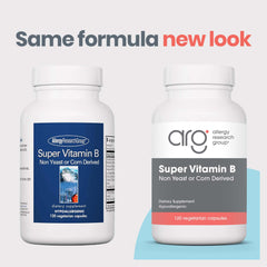 Allergy Research Group Super Vitamin B capsules close-up showing vegetarian formula