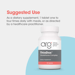 ThioDox bottle with label from Allergy Research Group emphasizing hypoallergenic formula