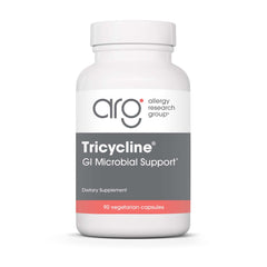 Allergy Research Group Tricycline bottle with capsules supports probiotic balance.