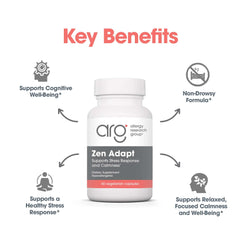 Zen Adapt bottle emphasizing GABA and L-Theanine per capsule