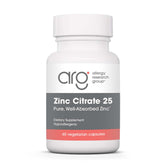 Allergy Research Group zinc citrate bottle with capsules for daily immune support.