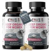 Alliwise Beef Organ Supplement bottle front highlighting 7-in-1 formula for women's vitality.