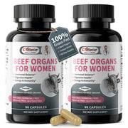 Alliwise Beef Organ Supplement bottle front highlighting 7-in-1 formula for women's vitality.