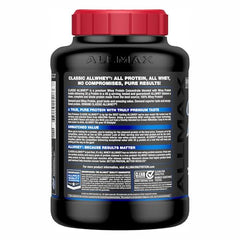 AllWhey Classic Vanilla 5lb scoop shows precise serving for consistency