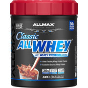 AllWhey Classic whey protein powder jar showcases premium blend for post-workout recovery.