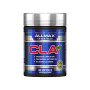 ALLMAX CLA softgel bottle shows 95% purity for lean body support.