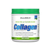 ALLMAX collagen grass-fed tub closeup highlighting premium source for joint support