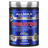 ALLMAX Creatine Monohydrate powder label highlights pharmaceutical-grade purity for enhanced training energy.