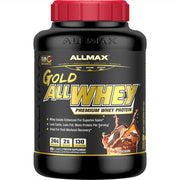 ALLMAX Gold ALLWHEY chocolate powder in tub for post-workout recovery