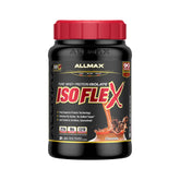 ALLMAX Isoflex chocolate bottle pour for a smooth post-workout shake.