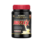 ALLMAX ISOFLEX vanilla whey protein powder tub for high-protein shakes after workouts