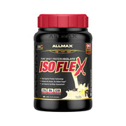 ALLMAX ISOFLEX vanilla whey protein powder tub for high-protein shakes after workouts