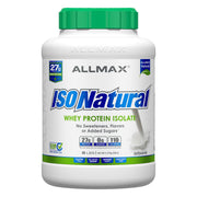 ALLMAX ISONATURAL bottle shows natural whey protein isolate for daily protein.