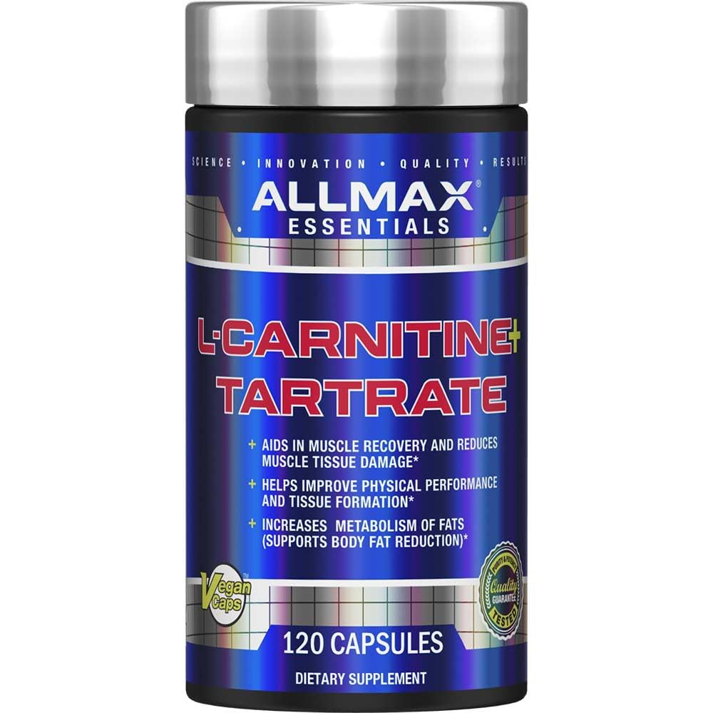 ALLMAX L-Carnitine + Tartrate bottle front for active energy support during workouts