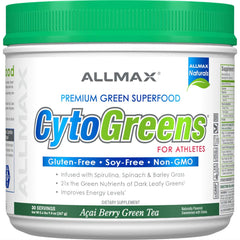 AllMax Naturals CYTO-Greens bottle pour for a quick daily greens boost