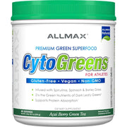 AllMax Naturals CYTO-Greens powder tub closeup for a daily greens boost