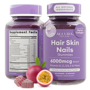 ALLURA HAIR bottle pour demonstrates easy daily dose for hair, skin, nails.