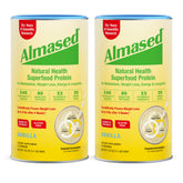 Almased Vanilla Shake bottle pouring for quick meal replacement
