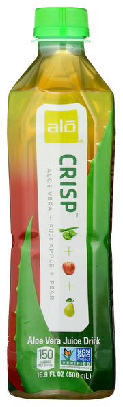 ALO bottle front view showing crisp Fuji apple and pear flavor benefits
