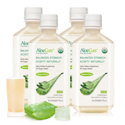 AloeCure bottles front showing the 4 x 500ml set for daily digestive wellness.