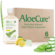 Aloecure lemon flavor bottle front view showcasing organic aloe for digestive wellness.