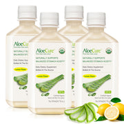AloeCure Lemon Flavor bottle pour for convenient daily digestive support.