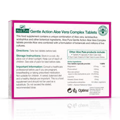 Aloe Pura Colax bottle close-up shows organic aloe and probiotic blend.