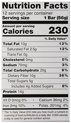 ALOHA chocolate espresso bar nutrition panel, convenient 1.98 oz serving for snacking.