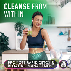 Alpha Flow Chlorophyll Drops bottle tilted for easy hydration and daily use.