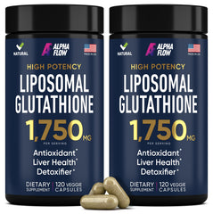 Alpha Flow Glutathione 1100mg bottle highlighting the potent antioxidant formula for daily wellness.