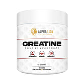 ALPHA LION Creatine Monohydrate Powder bottle highlighting strength training potential.