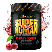 ALPHA LION Superhuman Burn bottle pour shows energy-boosting pre workout use