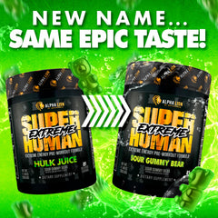 ALPHA LION Superhuman Extreme label close-up shows transparent ingredients.