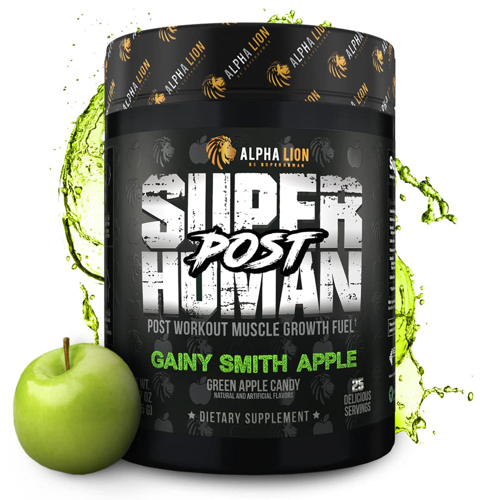 Alpha Lion Superhuman Post-Workout Recovery tub front offers a potent post-workout recovery option.