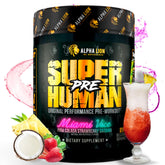ALPHA LION Superhuman pre-workout bottle boosts energy and focus during workouts.