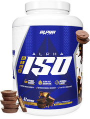 Alpha Supps ISO bottle-pour shows a convenient post-workout protein shake for muscle recovery.