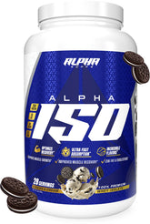 Alpha Supps ISO whey isolate powder scoop for post-workout protein.