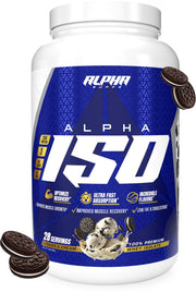 Alpha Supps ISO whey isolate powder scoop for post-workout protein.