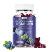 ALPHA01 Glucosamine Chondroitin Gummies bottle with 90 blueberry chews for joint support.