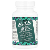 Alta Health Silica bottle with label shows ortho form silica for skin and hair support.