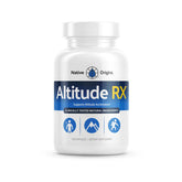 Altitude RX OxyBoost Complex bottle on a backpack for travel-friendly altitude support.