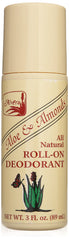 Alvera roll-on deodorant bottle with aloe and almonds for long-lasting odor control.