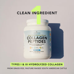 Scoop of AMANDEAN collagen powder offering 100 servings