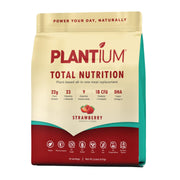 AMAXI Plantium Strawberry bottle highlights 22g plant protein per serving for daily meals